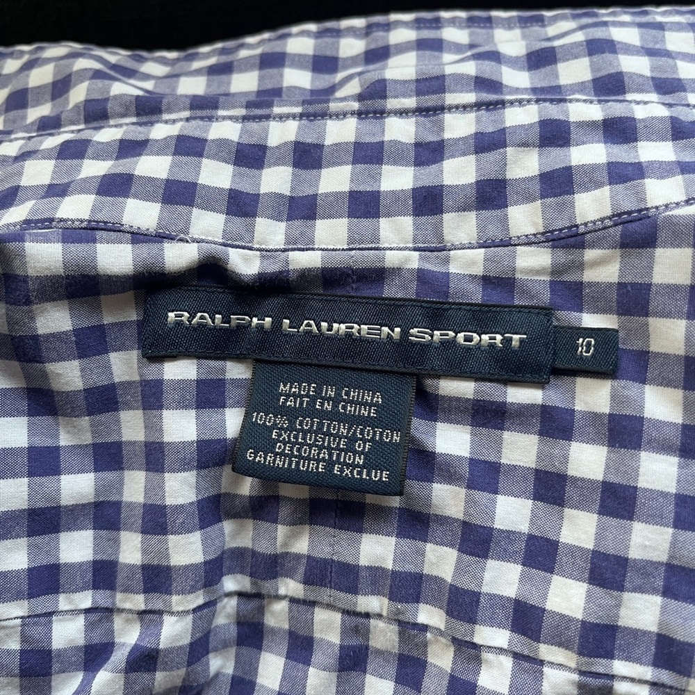 Ralph Lauren Sport Blue and White Checkered Button Down Shirt